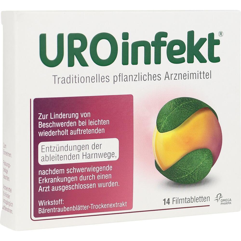 Verpackung von UROinfekt mit 14 Filmtabletten gegen Harnwegsentz&uuml;ndungen.