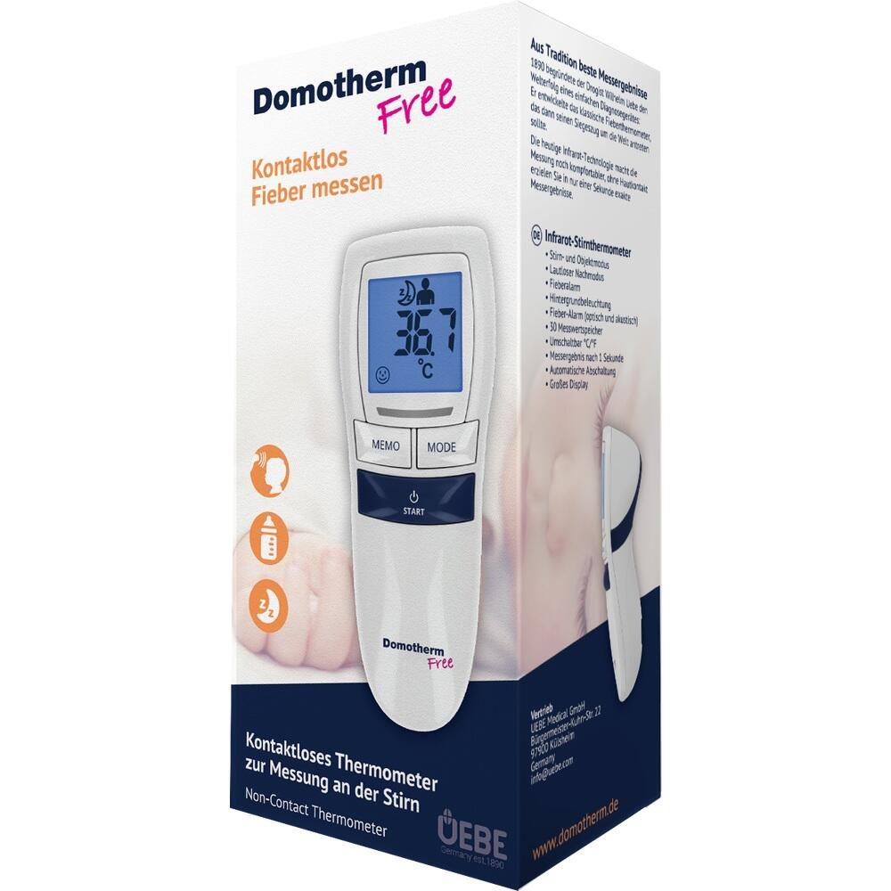 Verpackung eines kontaktlosen Thermometers zur Messung von Fieber an der Stirn.