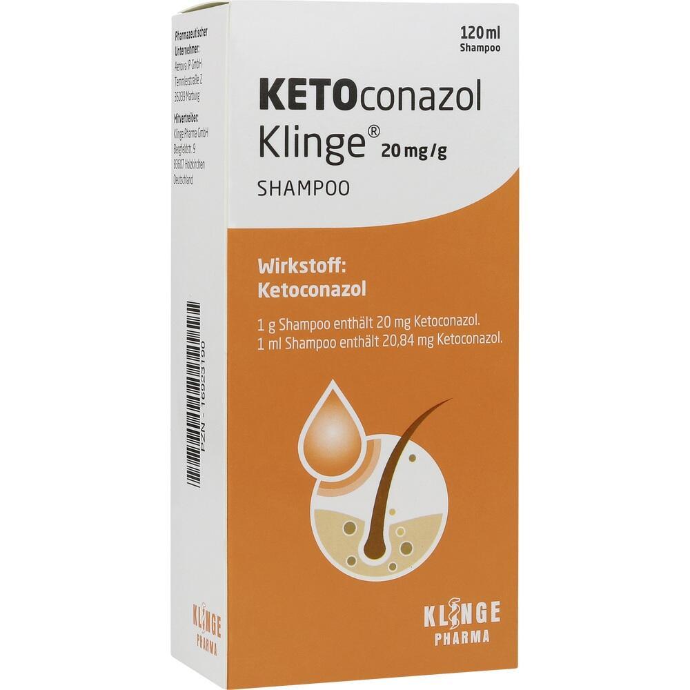 Das ist eine Verpackung f&uuml;r ein Shampoo mit dem Wirkstoff Ketoconazol.