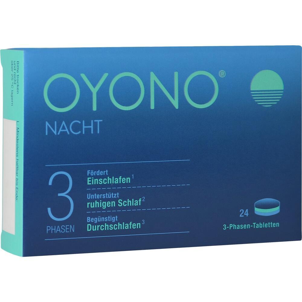 Blaue Packung mit Medikamenten zur Unterst&uuml;tzung des Schlafes in drei Phasen.