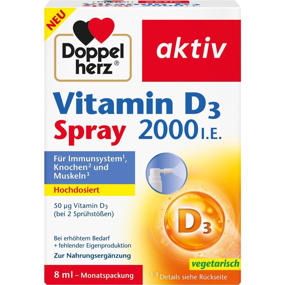 Verpackung eines Vitamin D3 Sprays zur Nahrungserg&auml;nzung.