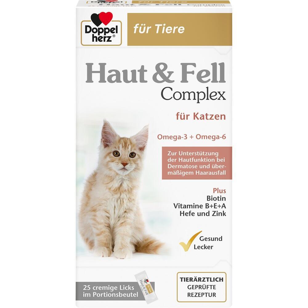 Verpackung f&uuml;r Katzen-Pflegeprodukt mit Bild einer Katze und Inhaltsangaben.