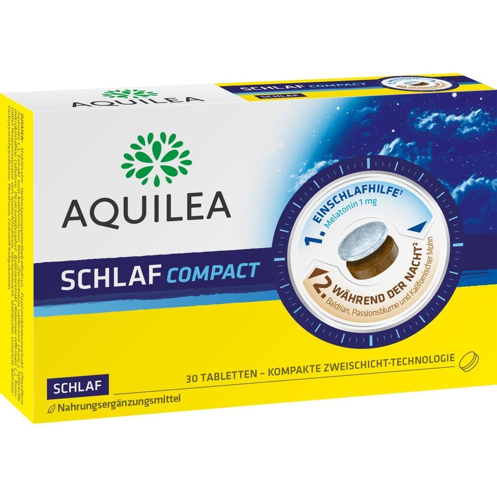 Verpackung von Aquilea Schlaf Compact mit Tabletten zur Unterst&uuml;tzung des Schlafs.