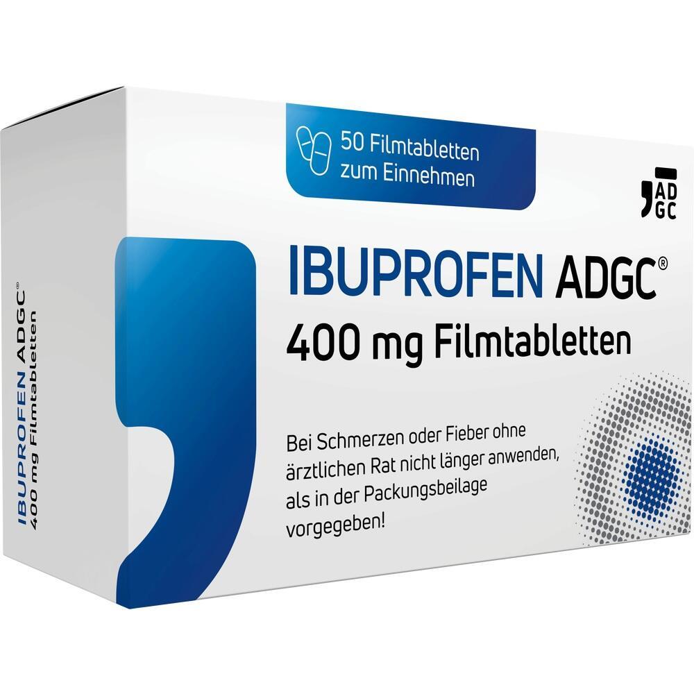 Eine wei&szlig;e Schachtel Ibuprofen-Tabletten mit 400 mg St&auml;rke.