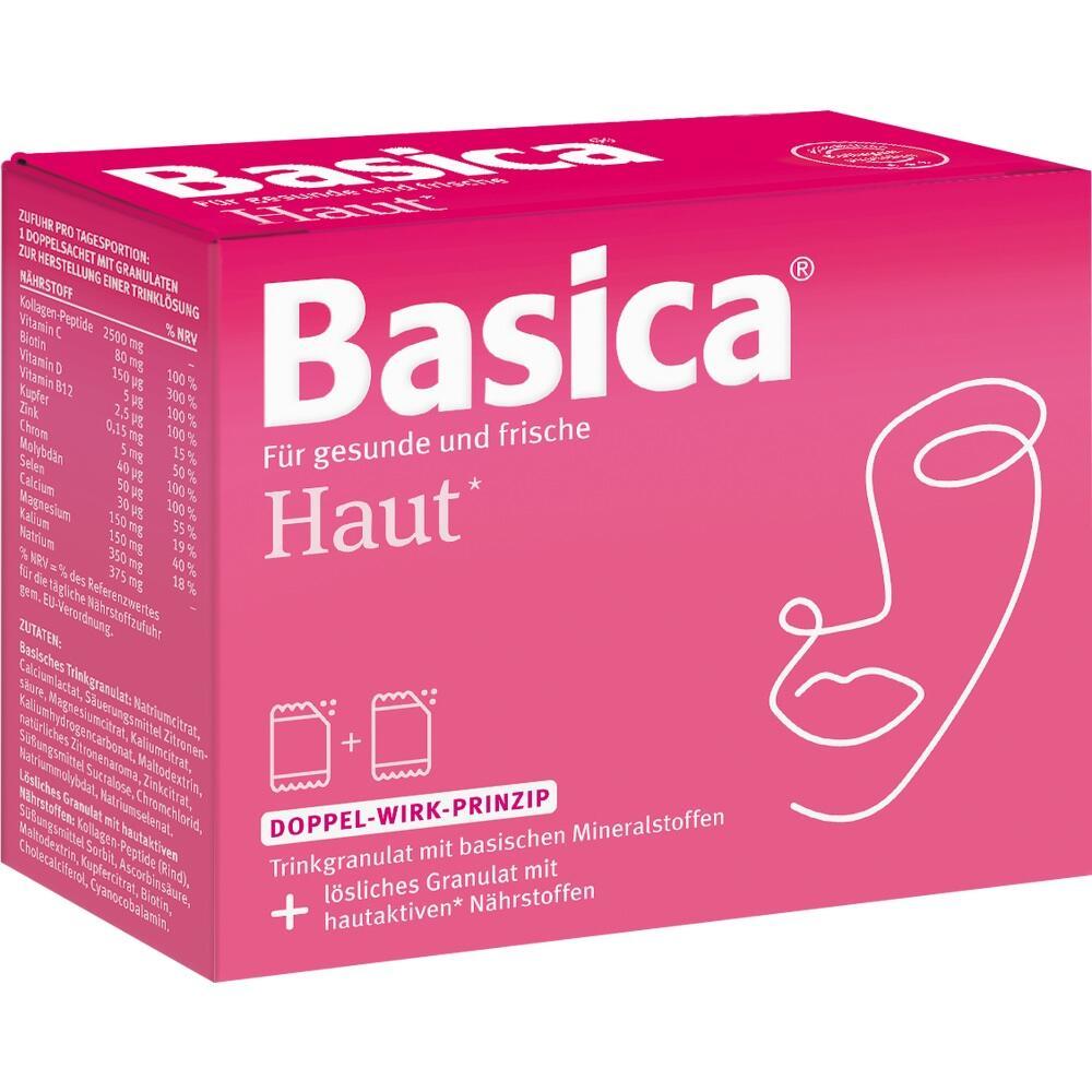 Eine rosa Verpackung von Basica für Hautpflege.
