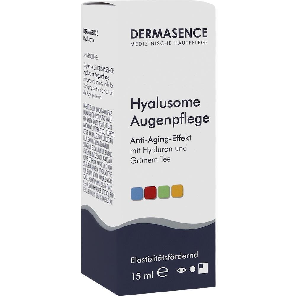Eine wei&szlig;e Verpackung f&uuml;r Hyalurons&auml;ure-Augenpflege mit Anti-Aging-Effekt von Dermasence.