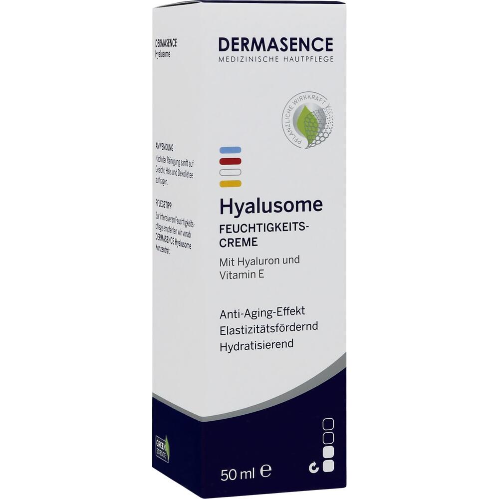 Eine wei&szlig;e Creme-Packung mit Hyaluron und Vitamin E f&uuml;r Feuchtigkeit und Anti-Aging.