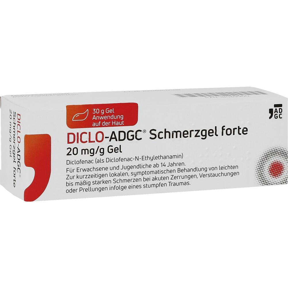 Eine Packung Schmerzgel mit dem Namen DICLO-ADGC zur &auml;u&szlig;eren Anwendung.