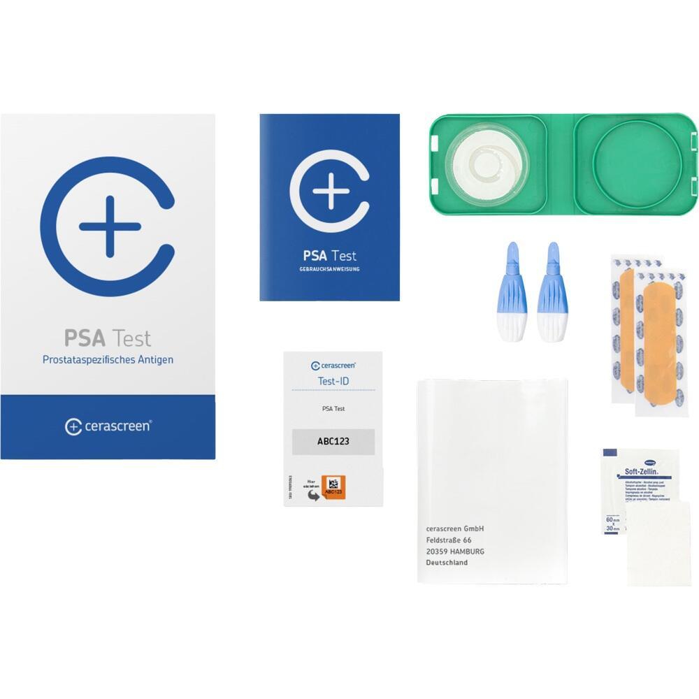 PSA-Testkit mit Zubeh&ouml;r zur Probenentnahme und Anleitung.