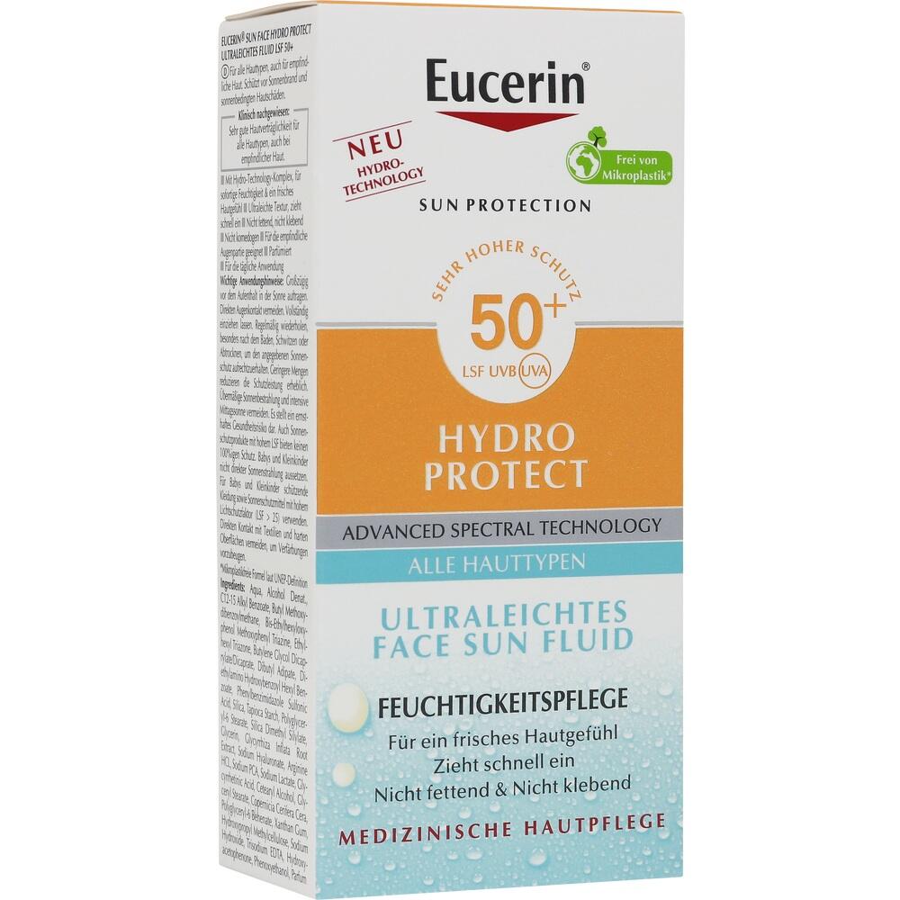 Verpackung einer Sonnencreme mit Lichtschutzfaktor 50+ für alle Hauttypen.