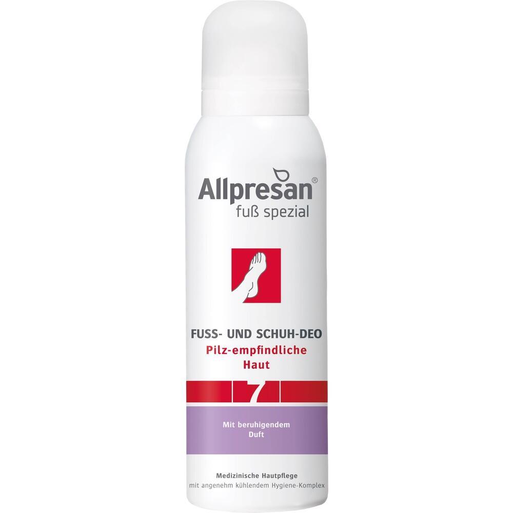 Eine weiße Spraydose für Fuß- und Schuh-Deo gegen Pilze.