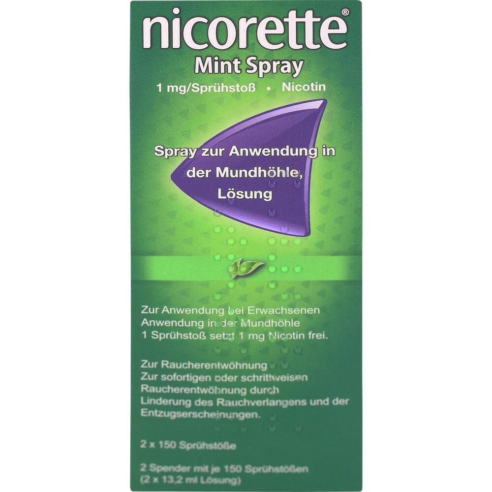 Gr&uuml;ne Verpackung von Nicorette Mint Spray zur Raucherentw&ouml;hnung.