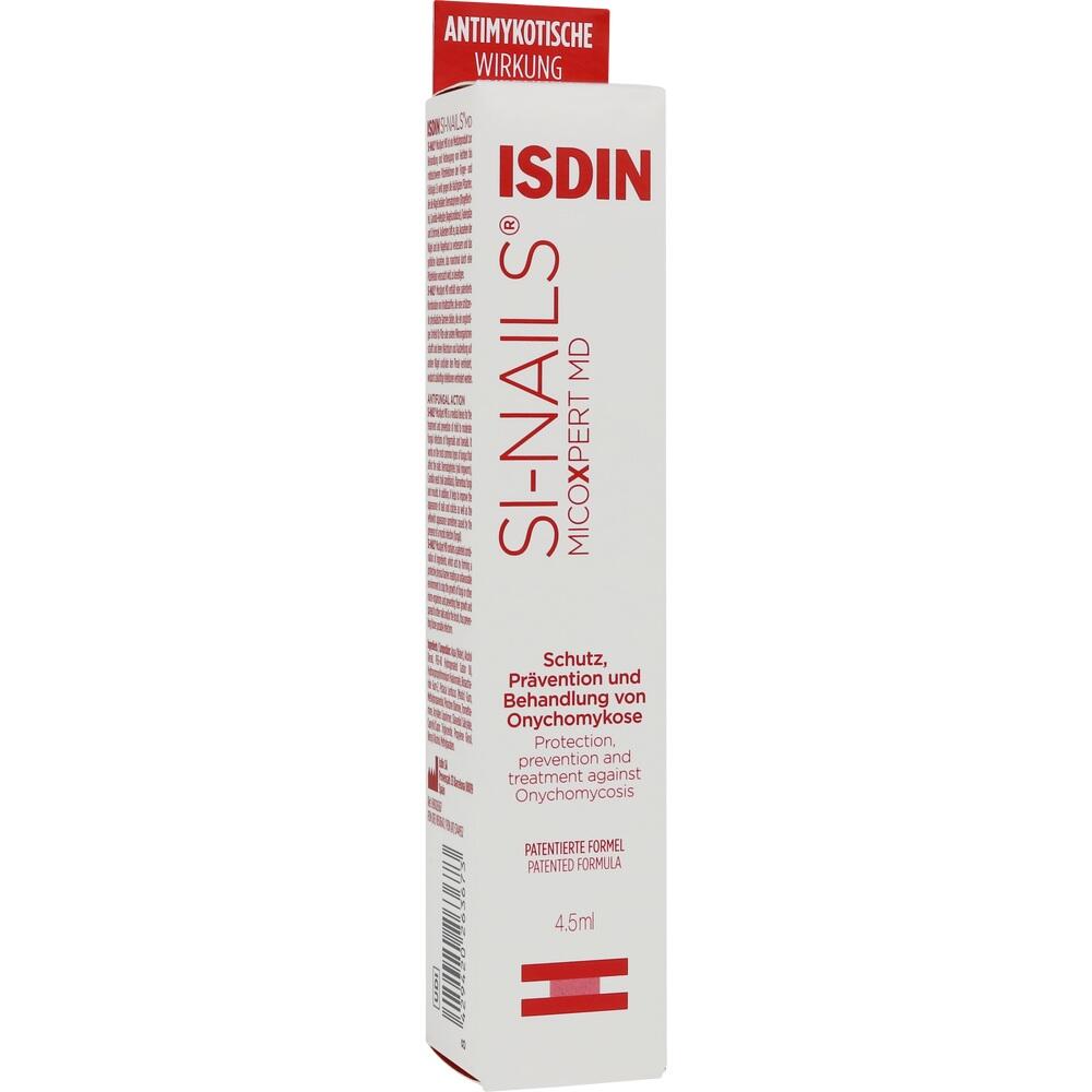 Eine wei&szlig;e Medikamenten-Box mit rotem Text f&uuml;r Nagelbehandlung.