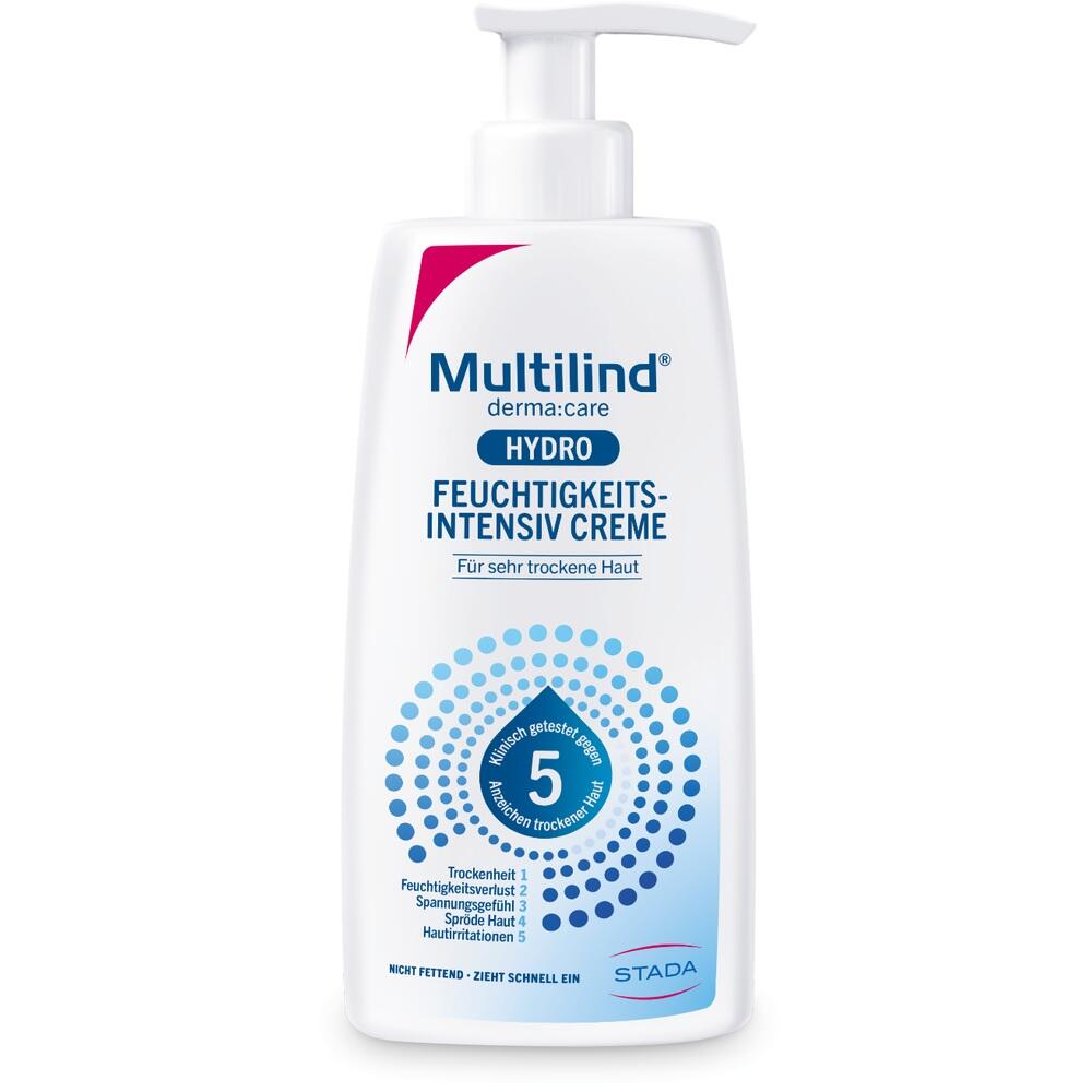 Eine Flasche Multilind Hydro Feuchtigkeitscreme f&uuml;r sehr trockene Haut.