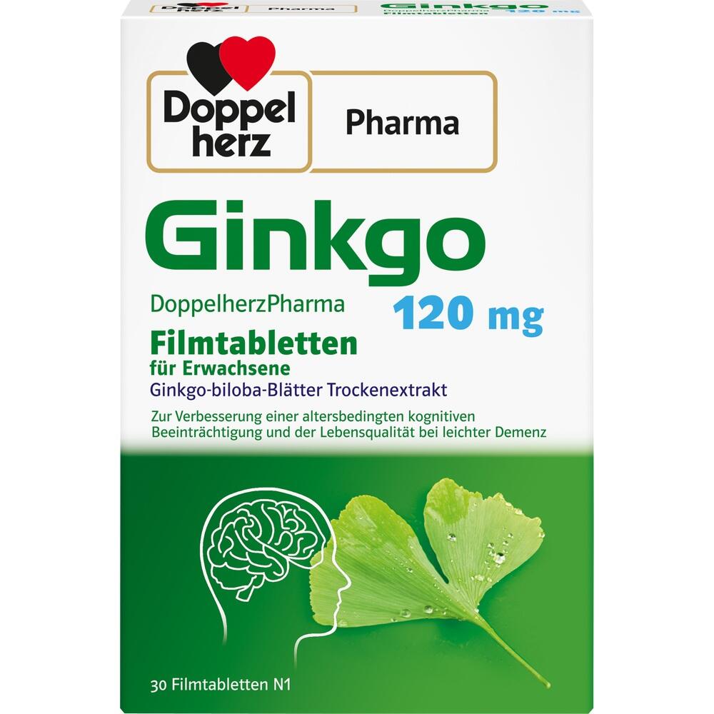Packung von Ginkgo-Filmtabletten f&uuml;r Erwachsene von Doppelherz.