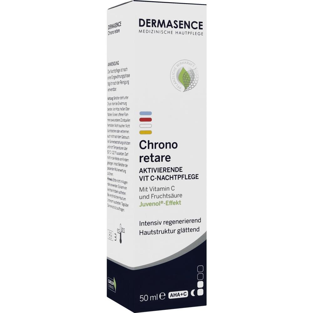 Wei&szlig;e Verpackung einer Nachtpflegecreme mit Vitamin C und Fruchts&auml;ure.