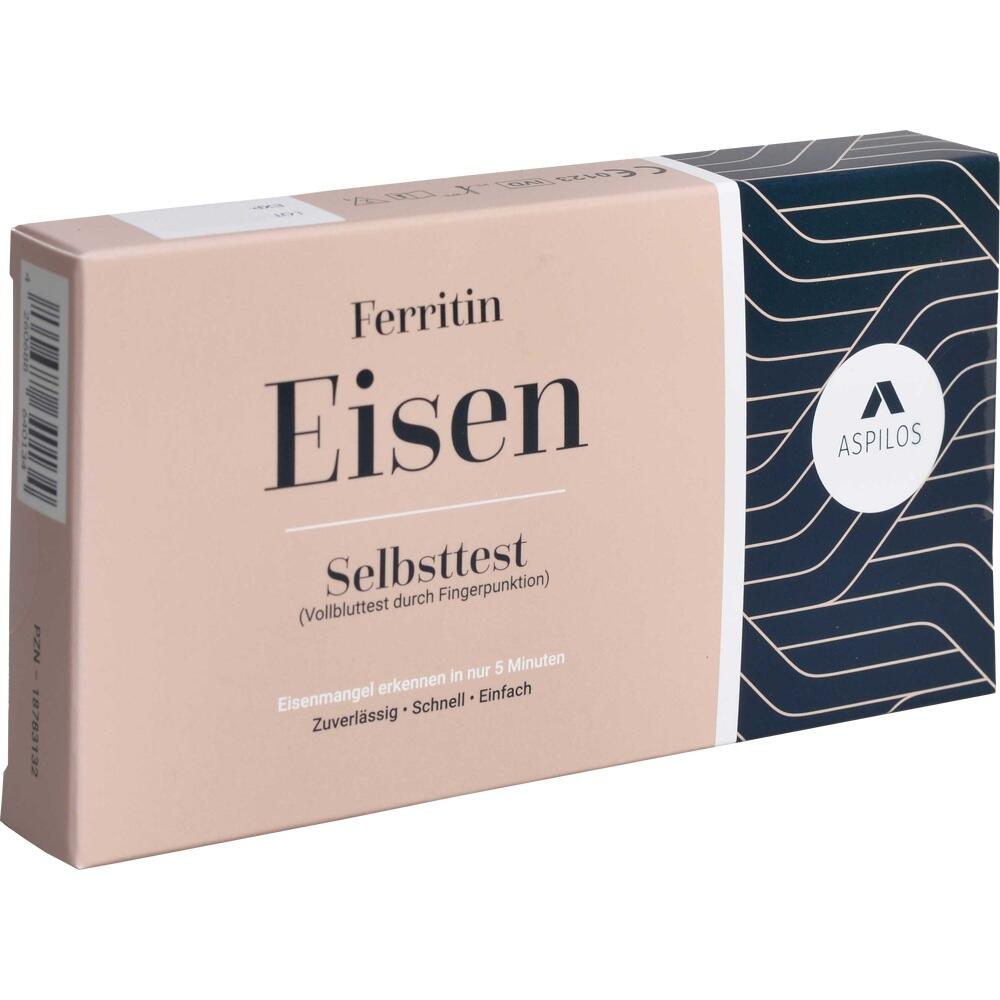 Verpackung eines Ferritin-Eisen-Selbsttests zur Erkennung von Eisenmangel.