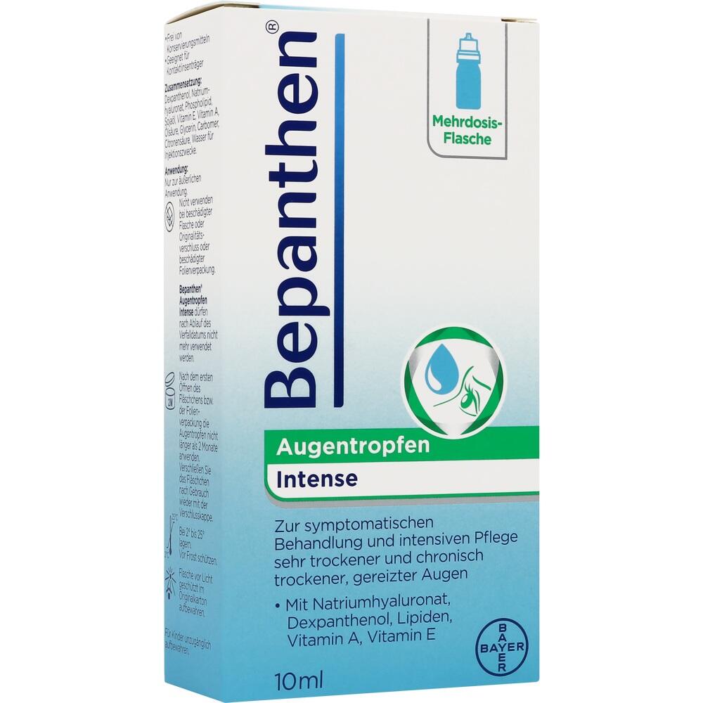 Eine Packung Bepanthen Augentropfen f&uuml;r trockene Augen.
