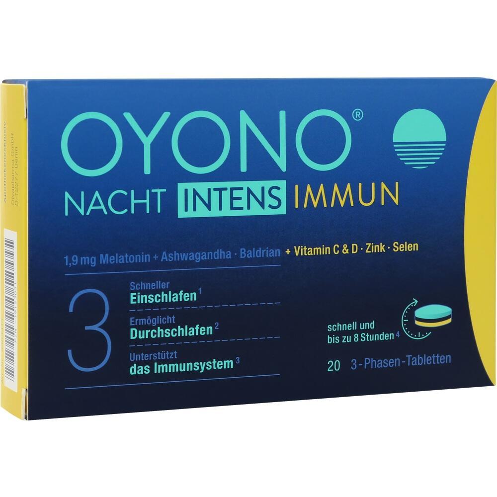 Eine blaue Packung mit Tabletten f&uuml;r besseren Schlaf und Immunsystem-Unterst&uuml;tzung.