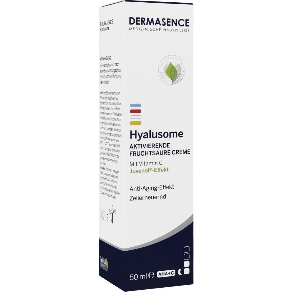 Wei&szlig;e Verpackung einer Anti-Aging-Creme mit Vitamin C von Dermasence.