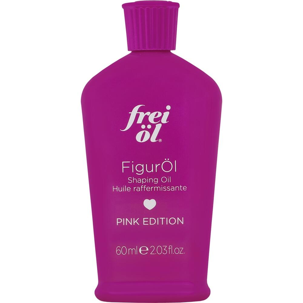 Eine pinke Flasche mit Figur&ouml;l der Marke "frei &ouml;l".