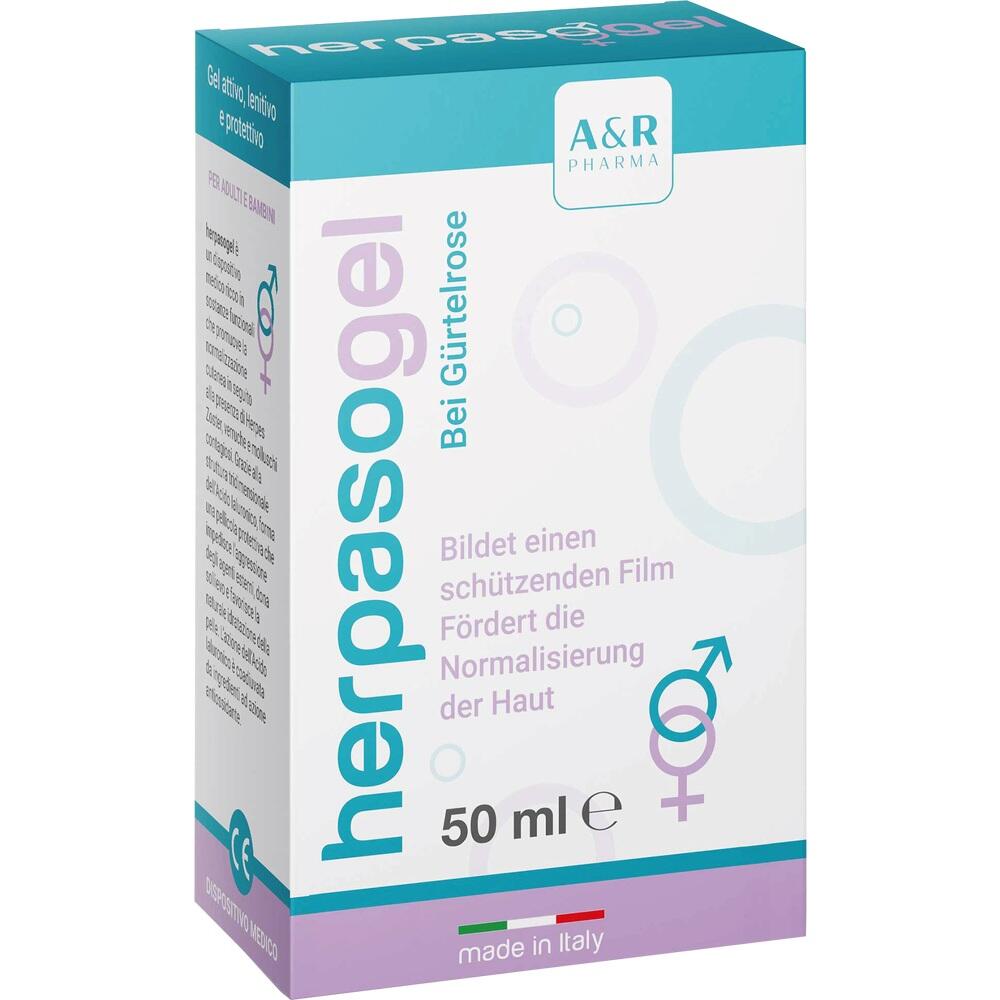 Eine Packung eines Gels, das bei G&uuml;rtelrose hilft.